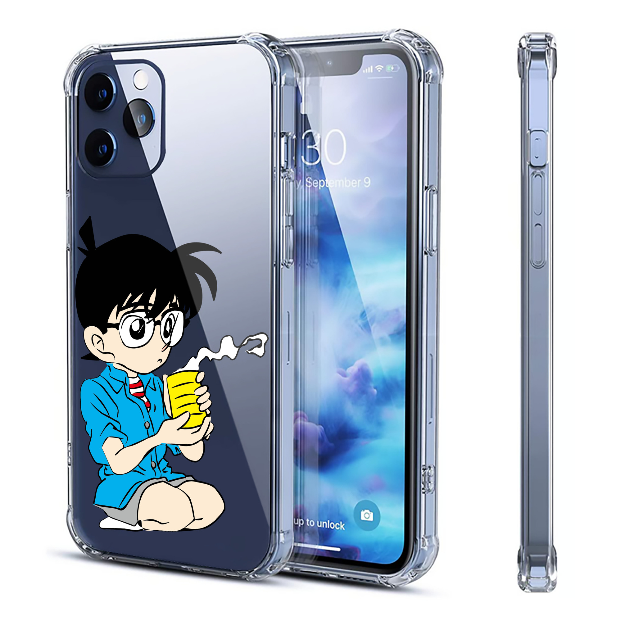（画像用） 名探偵コナン 江戸川 コナン Detective Conan Conan Edogawa 【iPhone 12シリーズ対応】透明スマホケース（クリアソフトケース）
